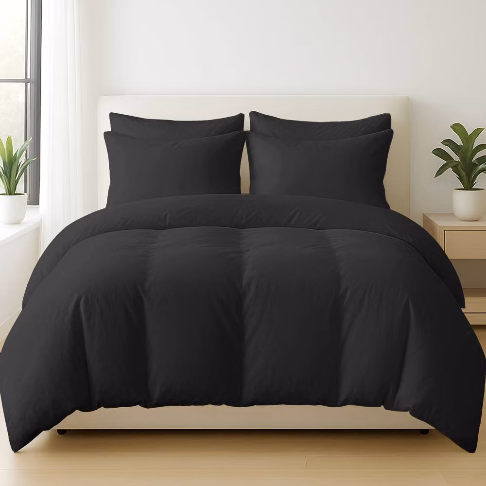 Pamposh 400TC Egyptian Cotton Duvet Cover and Fitted Sheet Set in Black, Single – 2