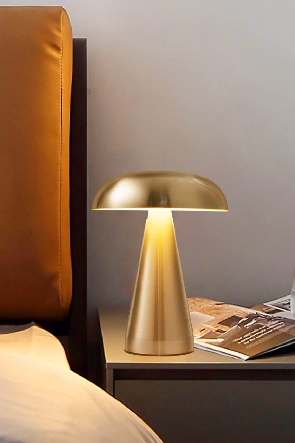 H&O Direct Mushroom Shape Rechargeable Dimmable Table Lamp in Gold – 3