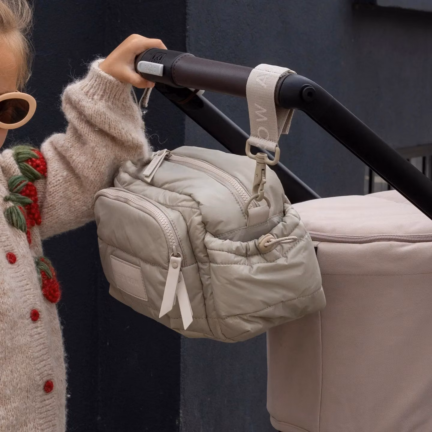 Avery Row Messenger Crossbody Pram Organiser Bag in Beige – 4