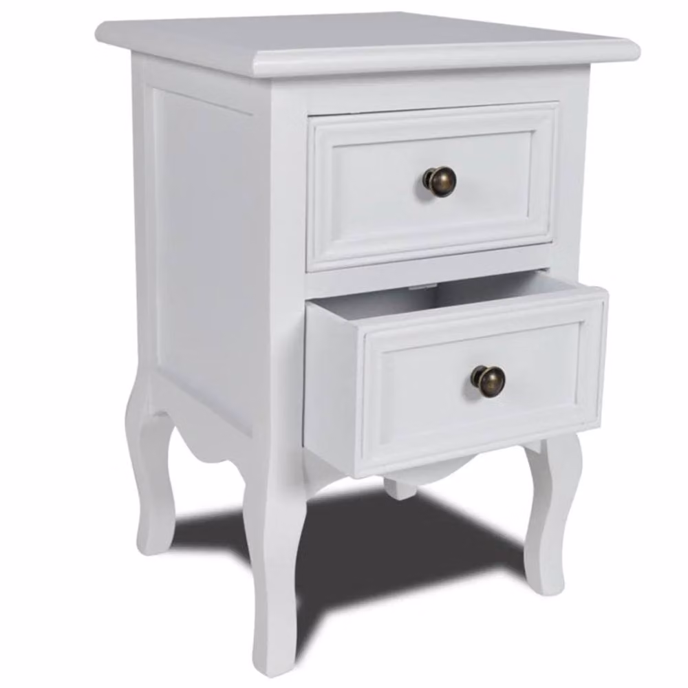 Berkfield Home Nightstand with 2 Drawers in White MDF, W/D/H: 30 x 30 x 49 cm – 2