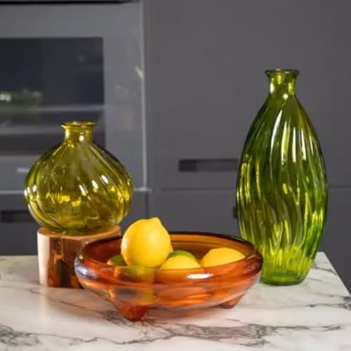 Verano Spanish Ceramics Ola Round Glass Decorative Vase in Green, Height: 17 cm – 5