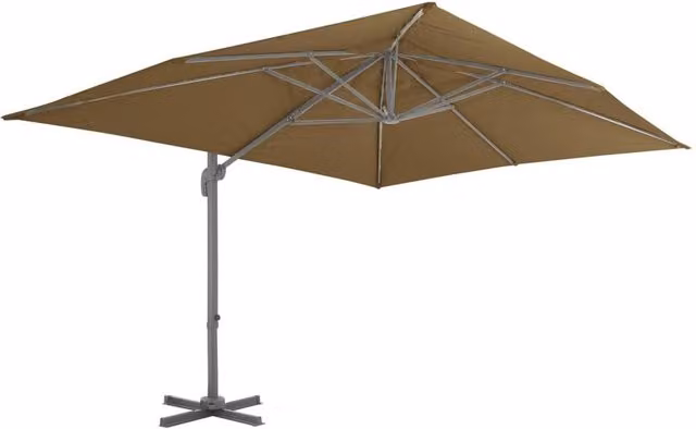 Berkfield Home Cantilever Garden Umbrella with Aluminium Pole and Polyester Canopy, Taupe, W: 400 cm, D: 300 cm, H: 268 cm