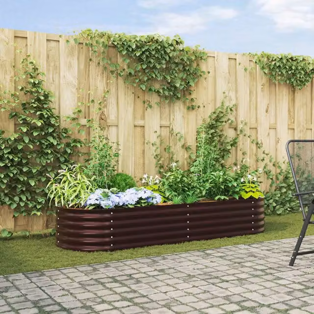 Berkfield Home Garden Brown Galvanised Steel Raised Bed W/D/H: 240 x 80 x 44 cm – 1