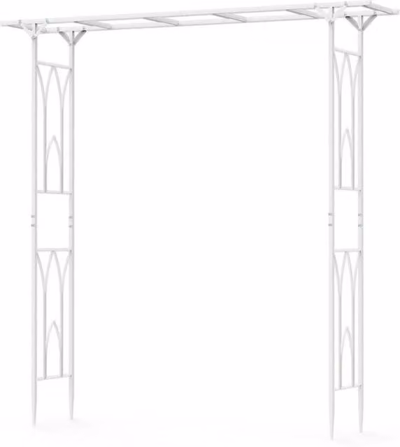 NESTLUNE White Metal Wedding Arch and Garden Climbing Plant Support, W/D/H: 100 x 15 x 100 cm – 1