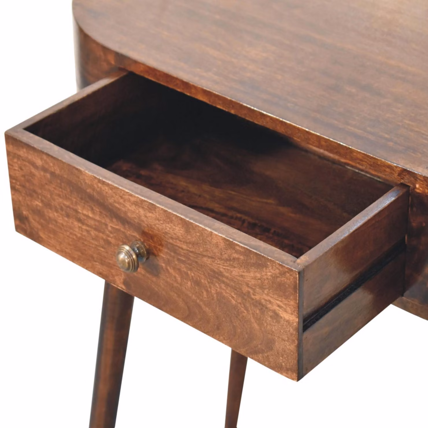 Aosom UK Mid-Century Solid Mango Wood Console Table with Drawer and Rounded Edges, Brown, W: 80 cm, D: 40 cm, H: 78 cm – 4