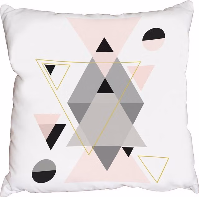 Benjamin Tate Design LTD Modern Graphic Square Cushion in Pink, Grey and White, W: 60 cm, H: 60 cm
