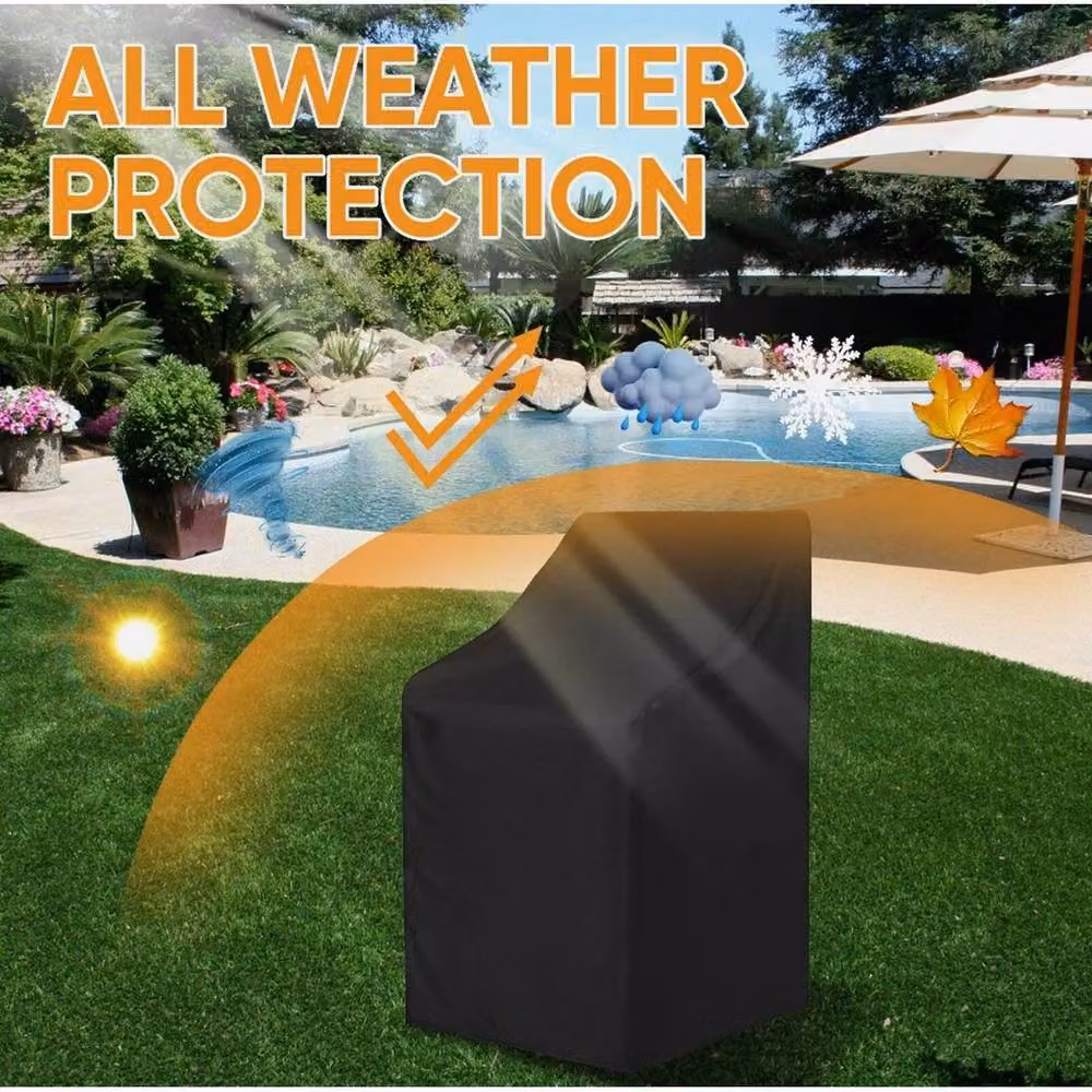 EONLION Waterproof Black Polyester Stacking Armchair Cover for Outdoor Garden Use, Width: 100 cm – 5
