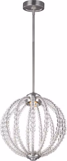 Loops Silver Crystal and Glass Suspended Ceiling Pendant Light with LED Bulb