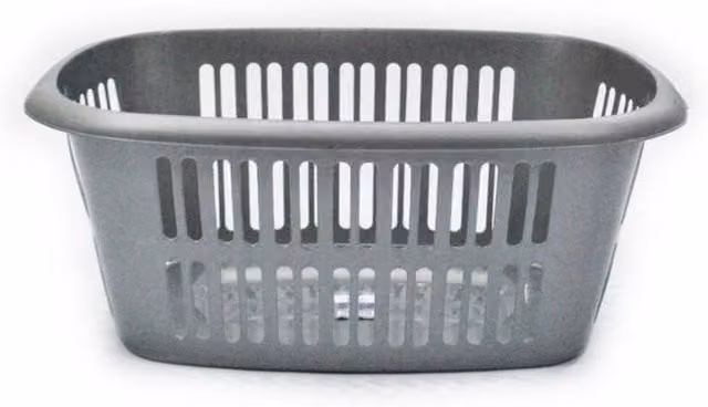 TML Rectangular Plastic Laundry Basket in Silver