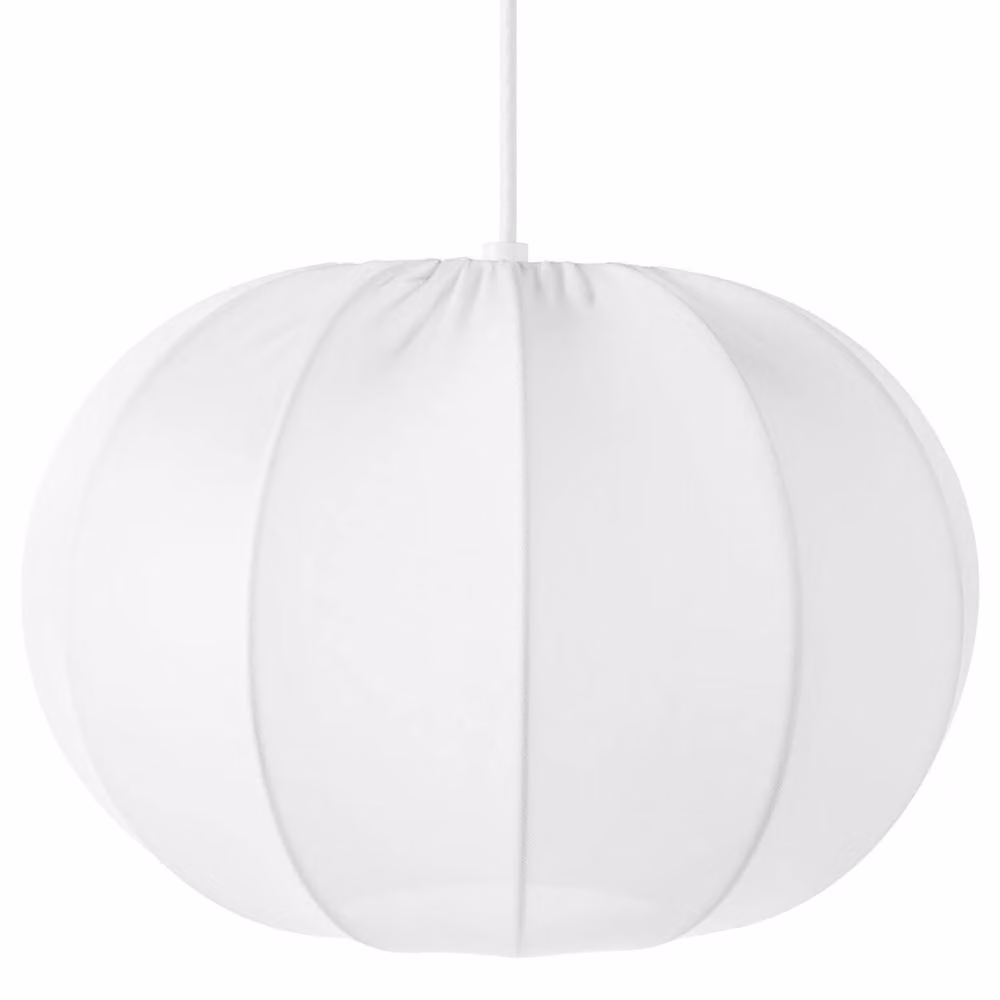 Wyld and Coco Modern White Nylon and Metal Cylinder Pendant Light, Diameter: 29 cm – 2