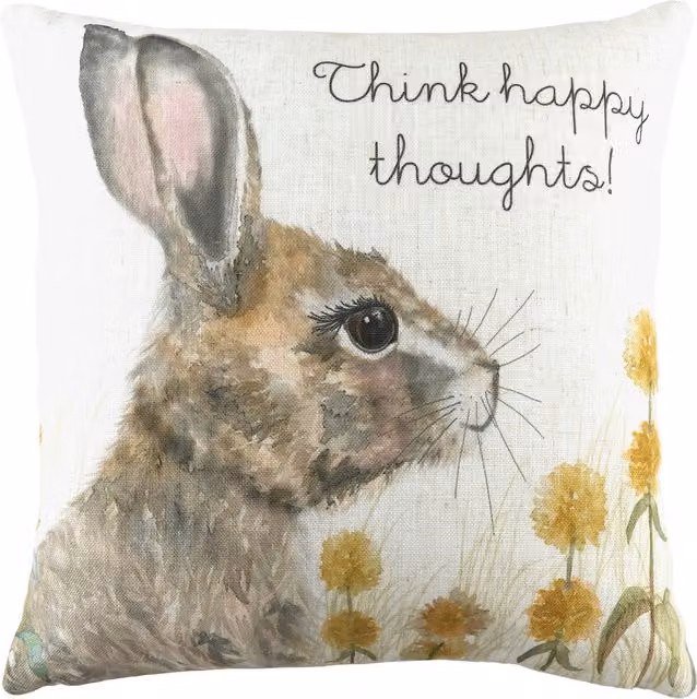 Make it a Home Woodland Hare Happy Thoughts Cushion, Multicolour Polyester