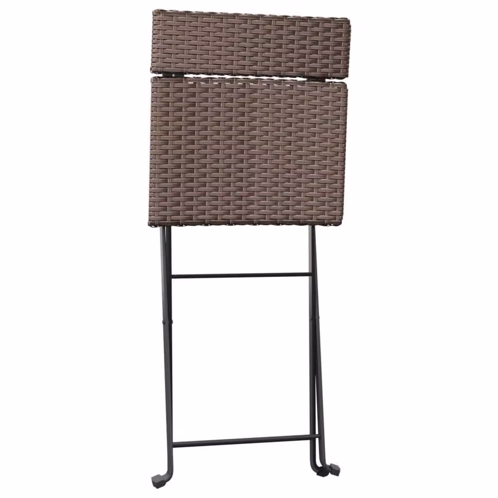 Berkfield Home Set of 2 Brown Poly Rattan and Steel Folding Bistro Chairs – 3