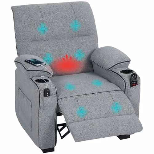 HOMCOM Electric Massage Recliner Armchair with Vibration and Heat in Grey – 1