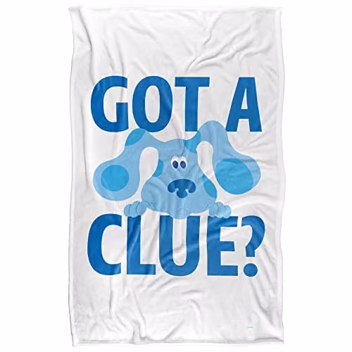 LOGOVISION Blues Clues Get A Clue Super Soft Fluffy Fleece Throw Blanket, Blue, Multicolour and White, W: 91 cm, D: 147 cm