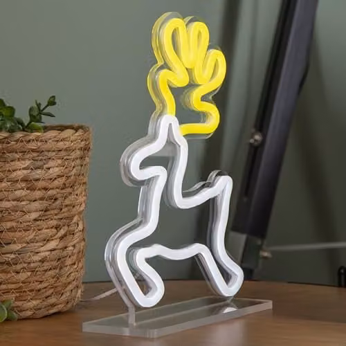 Samuel Alexander White Light Up Christmas Reindeer Table Top Neon Sign, 25cm – 2