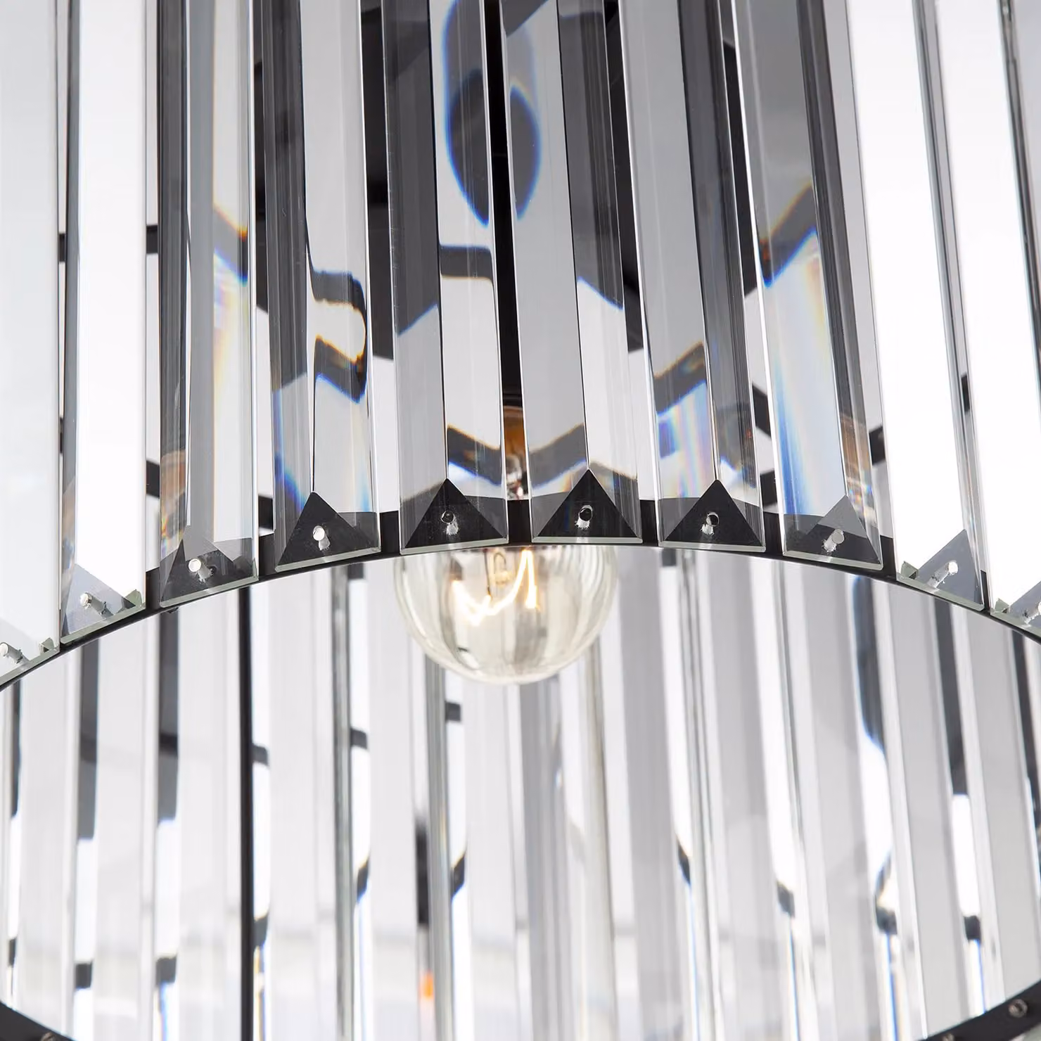 Happy Homewares Modern Chic Matte Black and Transparent Crystal Glass Flush Ceiling Light Fitting – 3