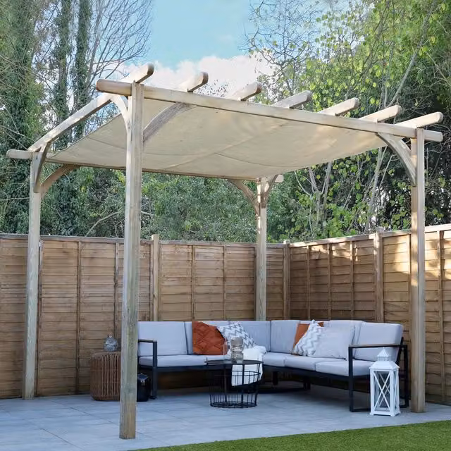 Forest Garden Ultima Pergola with Canopy Kit in Cream