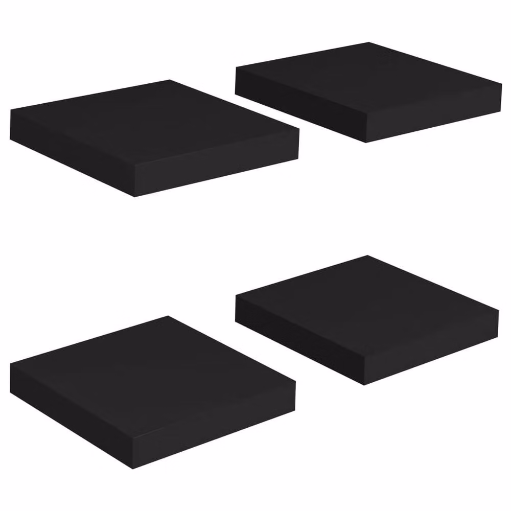 Berkfield Home Set of 4 Black Floating Wall Shelves, W/D/H: 23 x 23.5 x 4 cm – 2