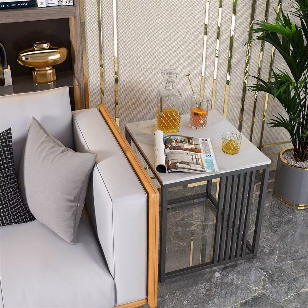 EONLION White Ceramic Marble Coffee Table with Square Matt Top – 3