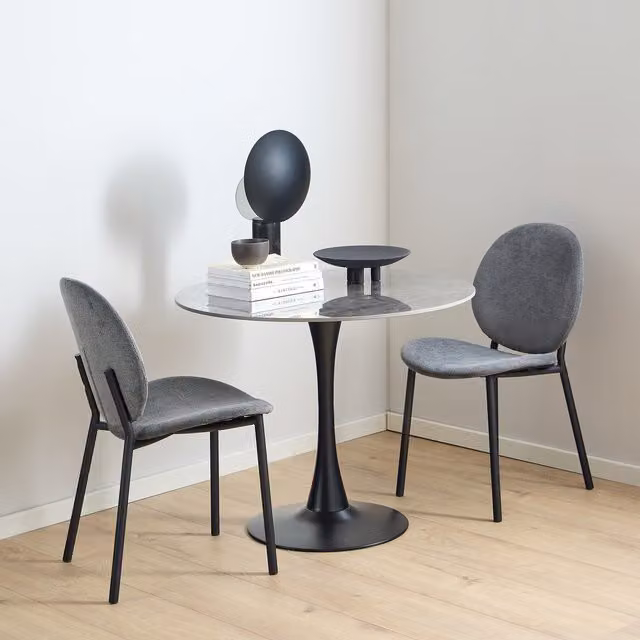 Furniture To Go Malta Round Ceramic Dining Table in Grey