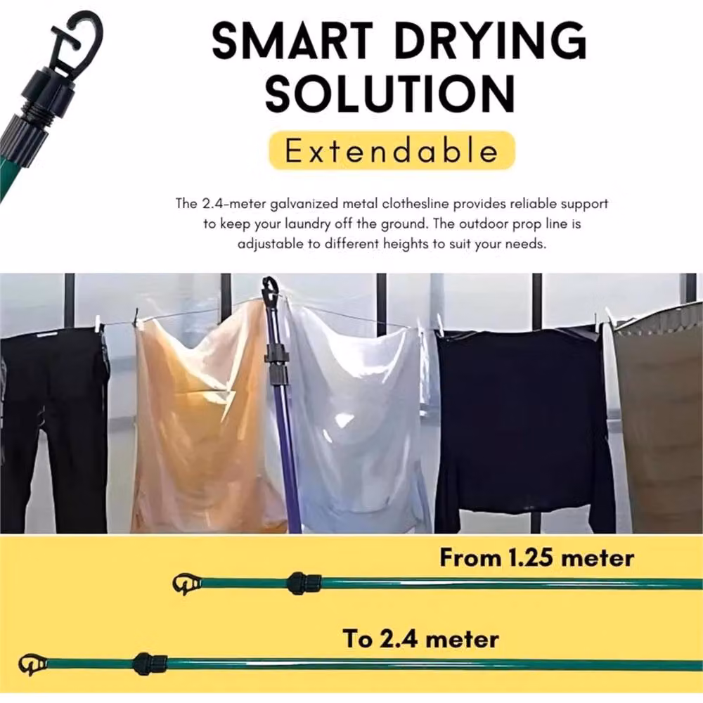 Nordara Extendable Clothes Washing Line Prop in Black – 3