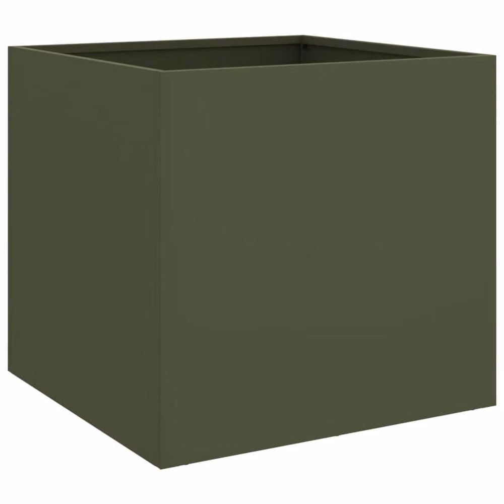 Berkfield Home Steel Planter Tub, 2 Pack, Green, W: 42 cm, D: 40 cm, H: 39 cm – 4
