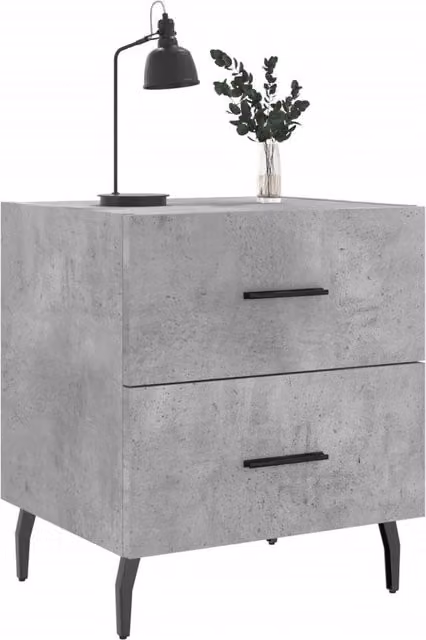 Berkfield Home Modern Bedside Cabinet in Concrete Grey, W/D/H: 40 x 35 x 47.5 cm
