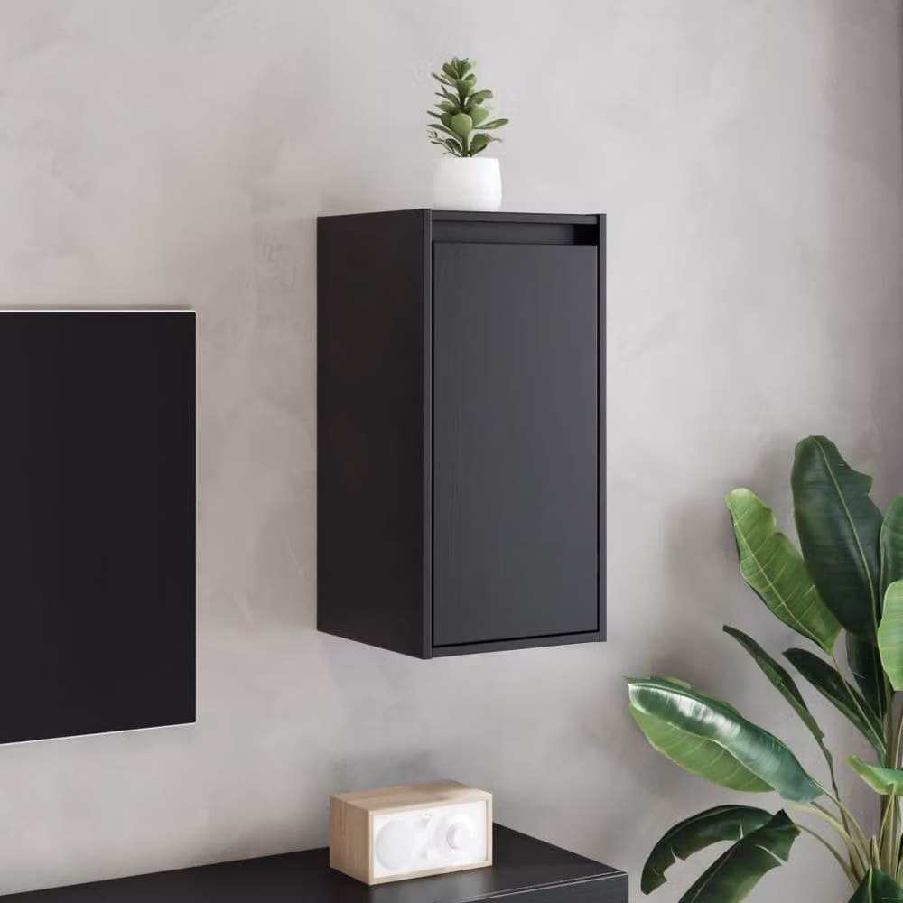 Berkfield Home Set of 2 Black Solid Wood Pine Wall Mounted Cabinets, W/D/H: 30 x 30 x 60 cm – 1