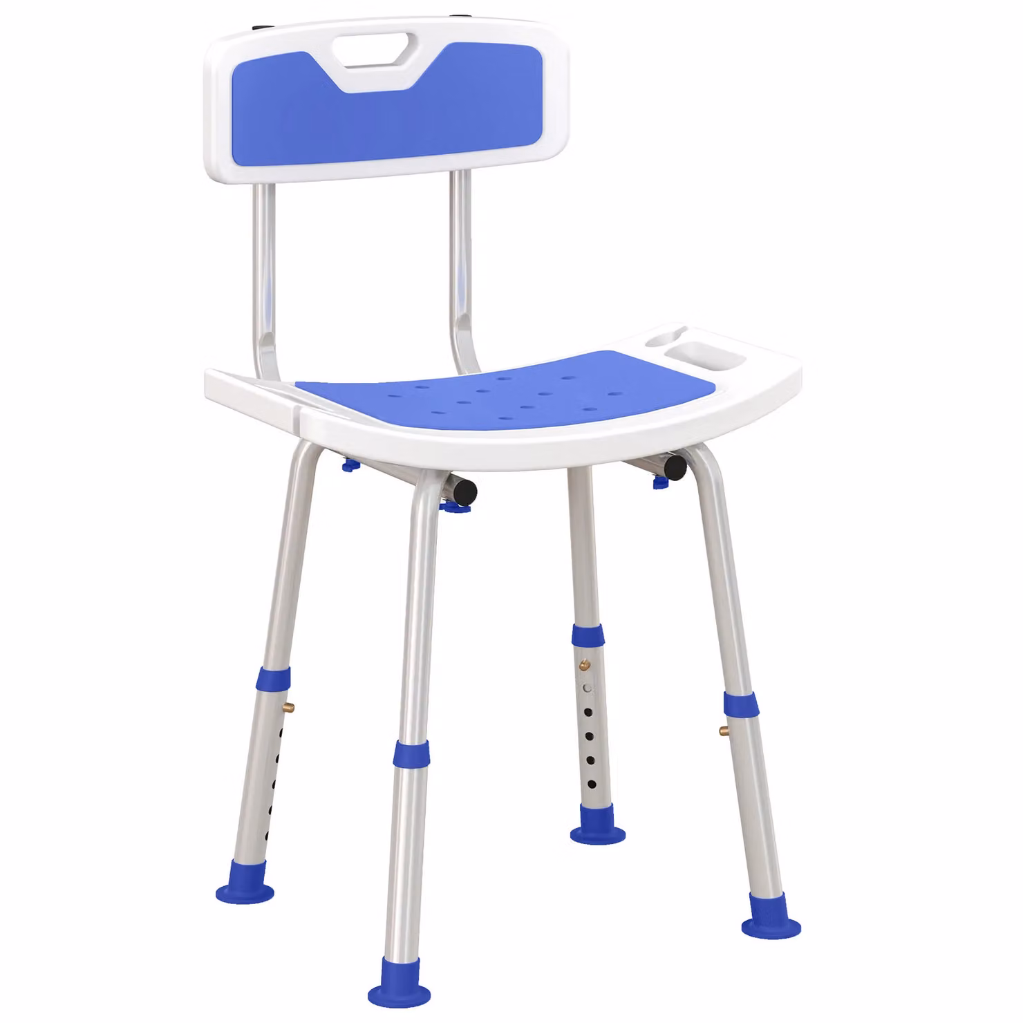 HOMCOM Adjustable Shower Stool for Elderly and Disabled in Blue – 2