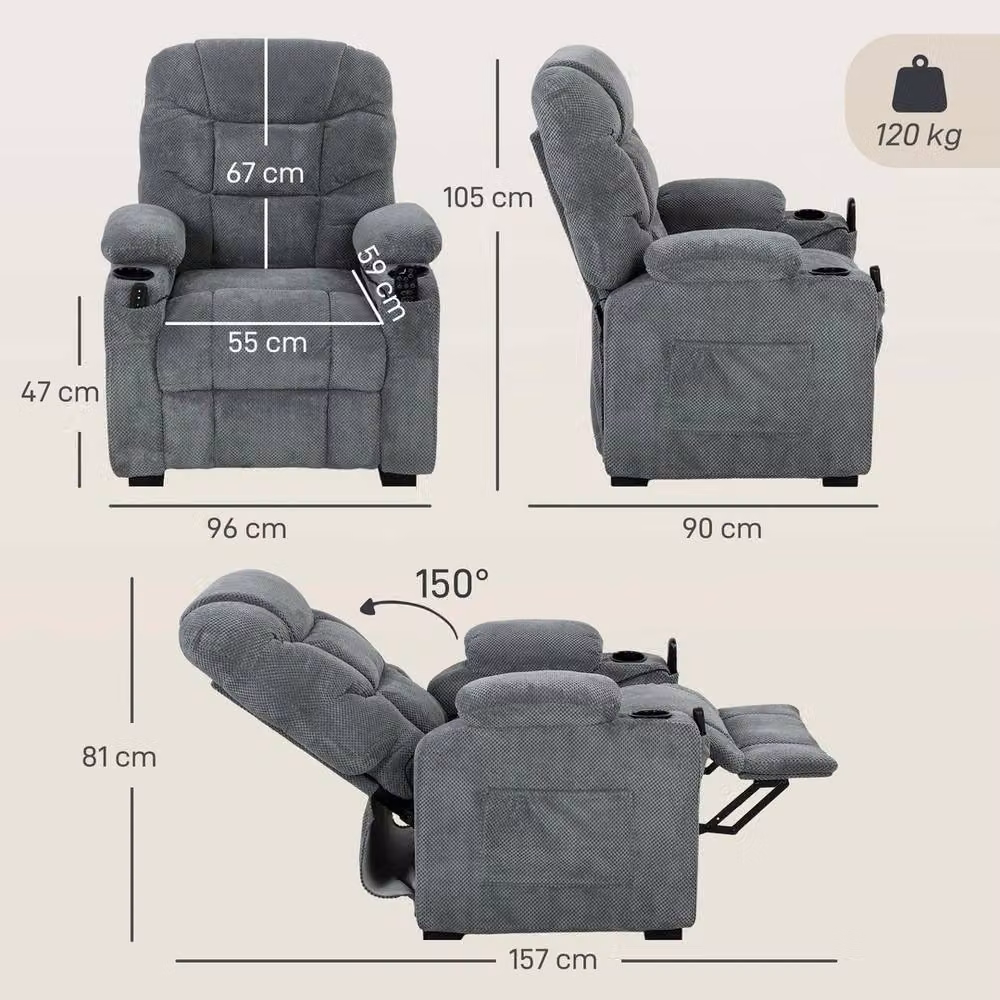 FORGEVIO Electric Massage Recliner Chair with Heat in Grey – 2