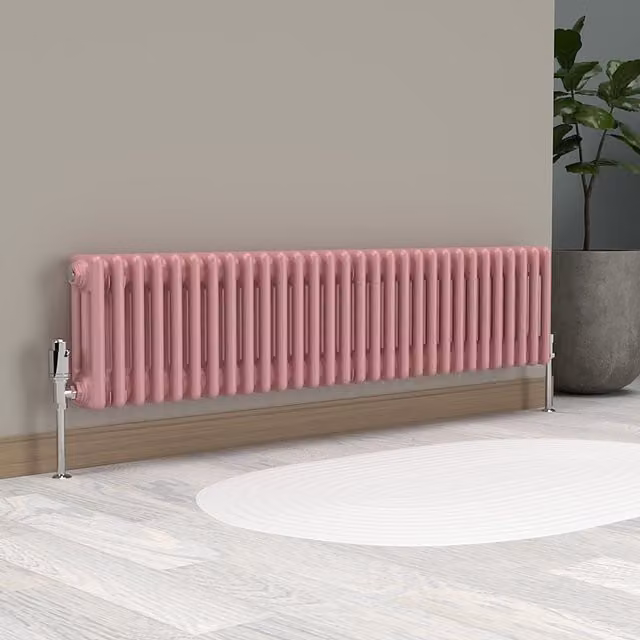 Lux Heat Horizontal 3 Column Steel Radiator in Pastel Pink, W: 30.0 cm, H: 137.0 cm