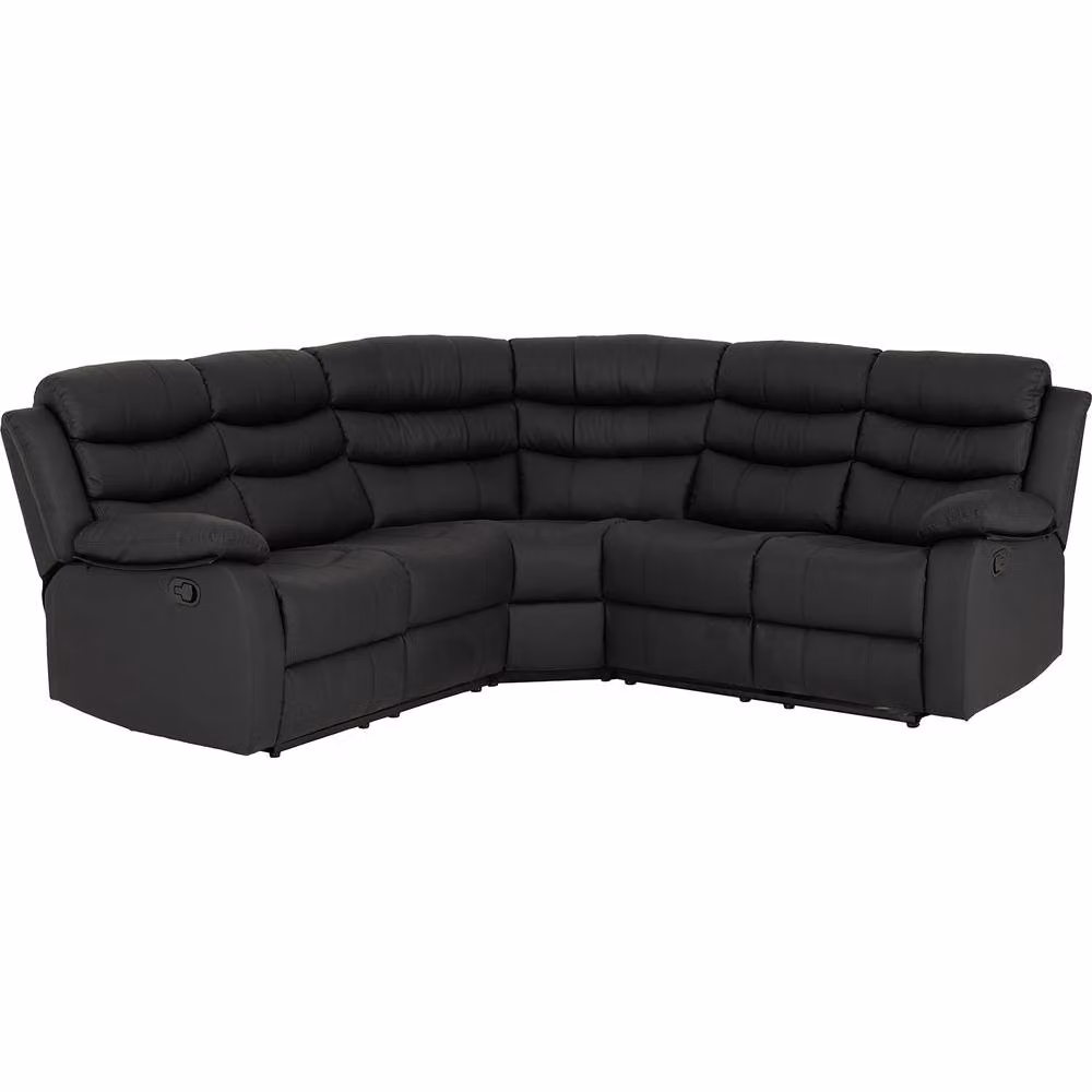 Seconique Roma L-Shape Corner Recliner Sofa in Black Faux Leather – 2