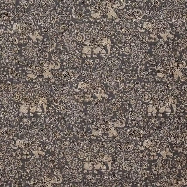 iLiv Indira Charcoal Grey Ethnic Cotton Fabric Panel
