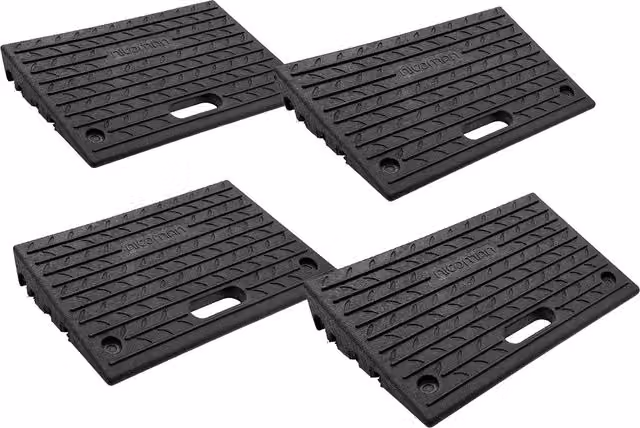 Nicoman Heavy Duty Rubber Kerb Ramps, Black, Pack of 4