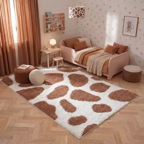 THE RUGS Soft Shaggy Area Rug in Terra, Modern Animal Print Patterned Carpet for Living Room and Bedroom, W: 80 cm, L: 150 cm – 2