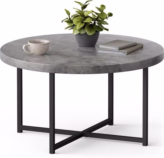 VonHaus Mosley Round Coffee Table in Grey and Black