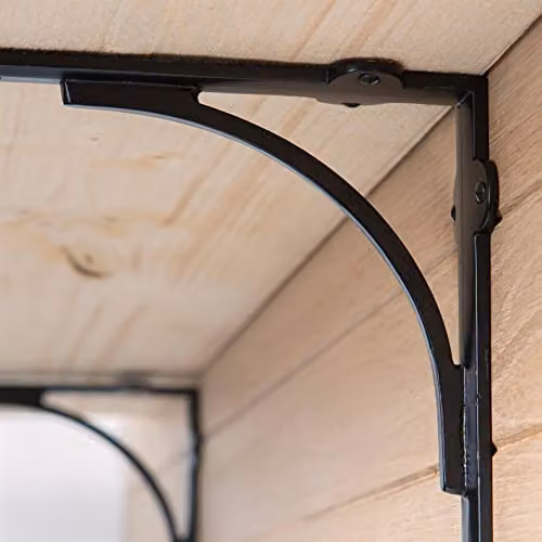 Hammer and Tongs Curved Iron Shelf Bracket in Matt Black, Depth: 20.5 cm – 4