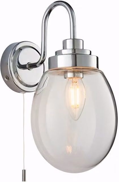 Hampton Endon LED 1 Light Bathroom Wall Lamp with Clear Glass and Chrome Plate, IP44, E14