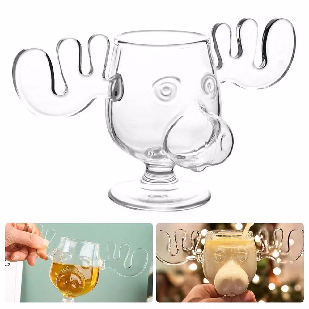 SPETLEK Christmas Vacation Moose Glass Wine Cups, 2 Pack, Clear – 2