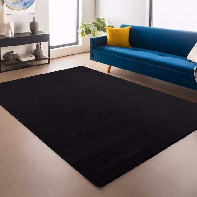 Desire Rugs Snuggly Washable Low Pile Area Rug with Anti-Slip Felt Backing, Black, W/D: 120 x 160 cm – 1