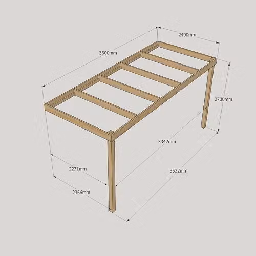 Buttercup Farm Wall Mounted Wood Box Pergola in Green and Brown, W: 360 cm, D: 240 cm, H: 270 cm – 2