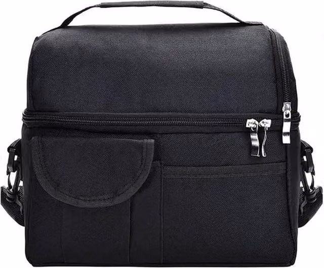 Kelvenix Large Insulated Fabric Lunch Bag in Black