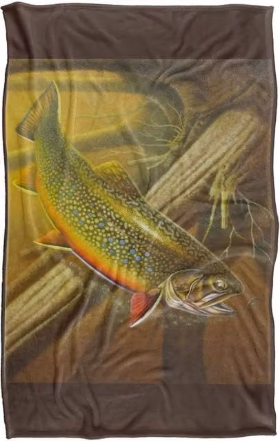 JQ Licensing Brook Trout Fishing Super Soft Fluffy Polyester Throw Blanket, Multicolour, Large