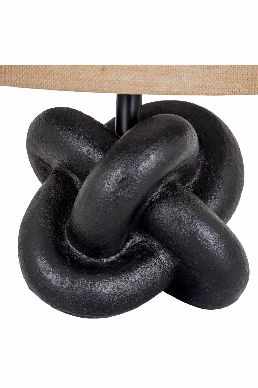 KDMD Black Knot Ceramic Table Lamp with Beige Fabric Cylinder Shade – 3