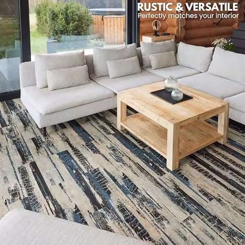 Novecrafto Self Adhesive Wood Look Vinyl Floor Planks, 10 Pack, Grey, Stormwave Timber Design, W: 91.4 cm, D: 15.2 cm, Covers 1.39 m² – 5