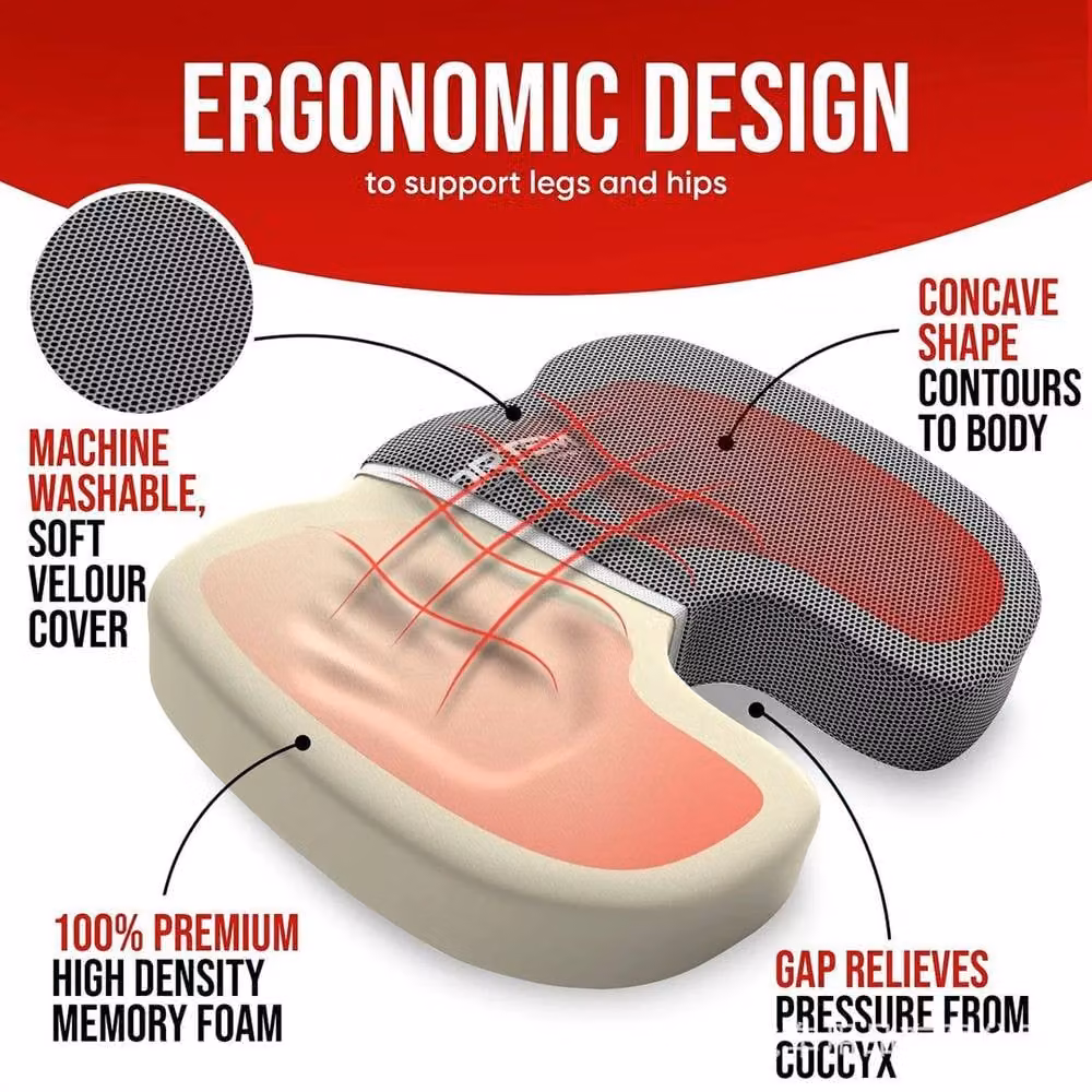 NESTLUNE Memory Foam Seat and Back Support Wedge Cushion in Black, W/D/H: 120 x 135 cm – 1