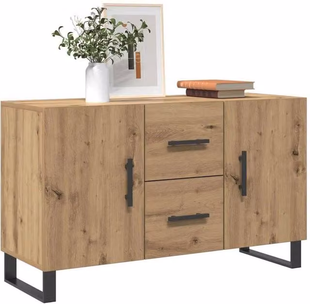 Berkfield Home Artisan Oak Sideboard in Brown, W/D/H: 100 x 36 x 60 cm