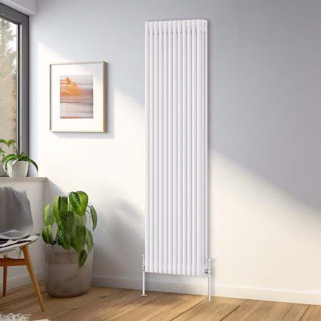 Right Radiators Traditional Triple Column Vertical Radiator, White, H: 180 cm, W: 56.2 cm