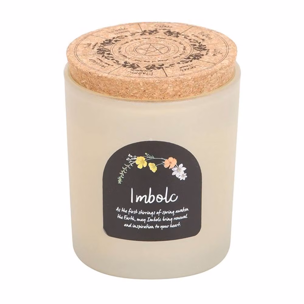 Uniqueful Imbolc Spiced Vanilla Wheel of the Year Pillar Candle in Beige – 2