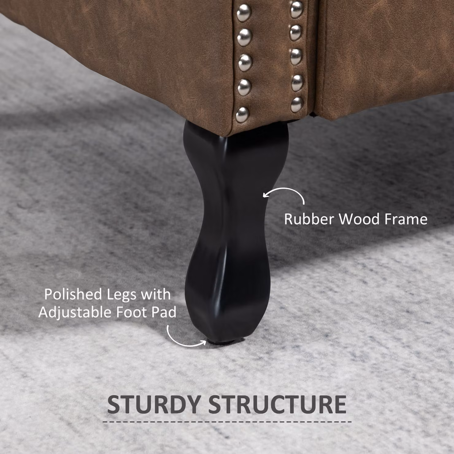 HOMCOM Brown Chesterfield-style Wingback Accent Chair with Synthetic Leather and Solid Wood Frame – 4